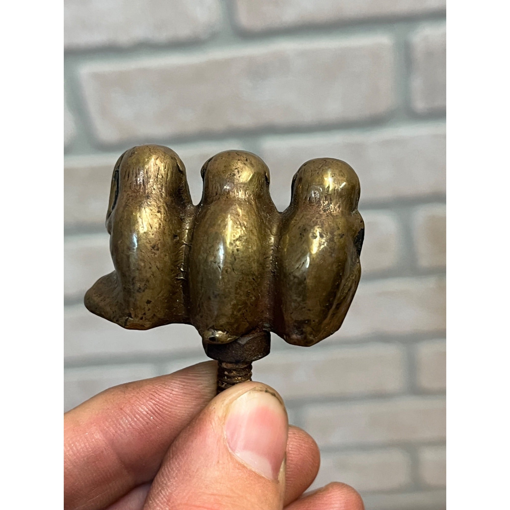 Vintage Three Wise Monkeys Auto Mascot Radiator Hood Ornament Emblem British?
