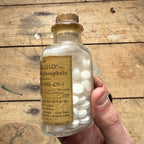 Antique Burroughs Wellcome Tabloid Sodium Biphosphate Pharmacy Bottle w Contents