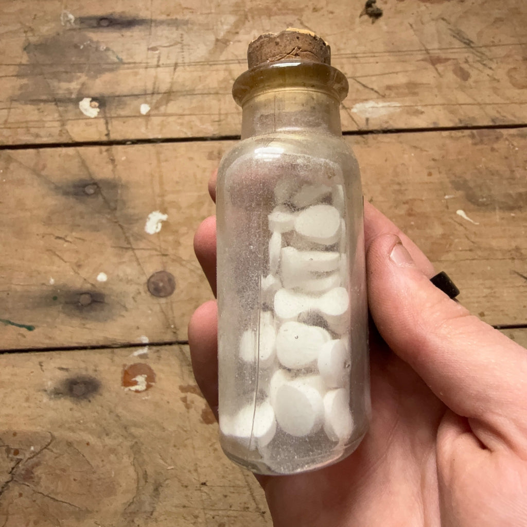 Antique Burroughs Wellcome Tabloid Sodium Biphosphate Pharmacy Bottle w Contents