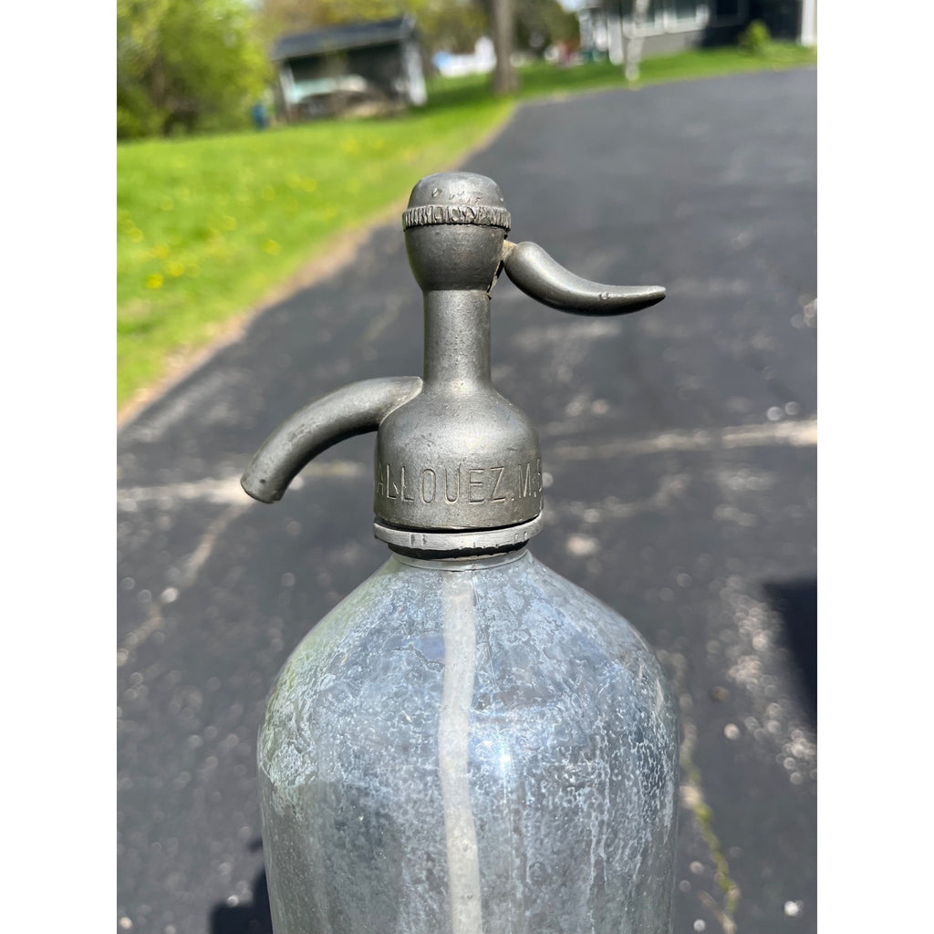 RARE Vintage 1930s Allouez Mineral Spring Co. Green Bay Wis. Clear Seltzer Bottle