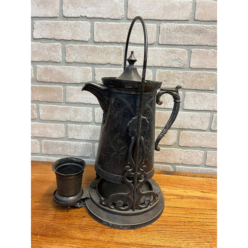 Antique Victorian Tilting Water Pitcher Silver Plated Pelton Bros Leaf Design