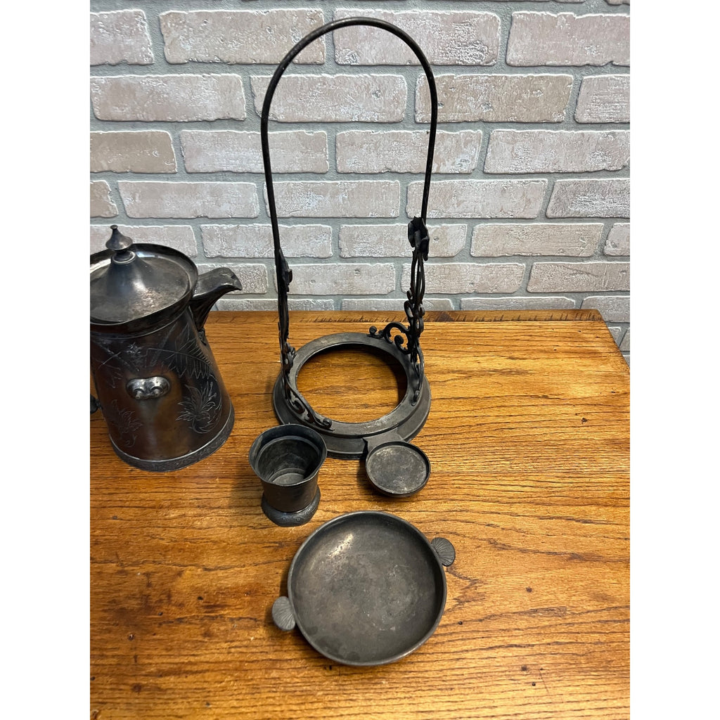 Antique Victorian Tilting Water Pitcher Silver Plated Pelton Bros Leaf Design