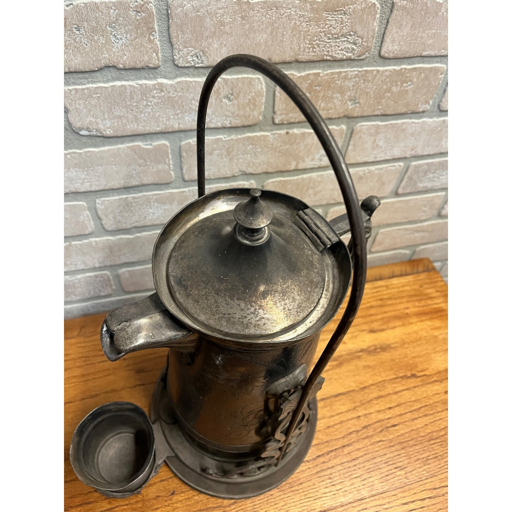 Antique Victorian Tilting Water Pitcher Silver Plated Pelton Bros Leaf Design