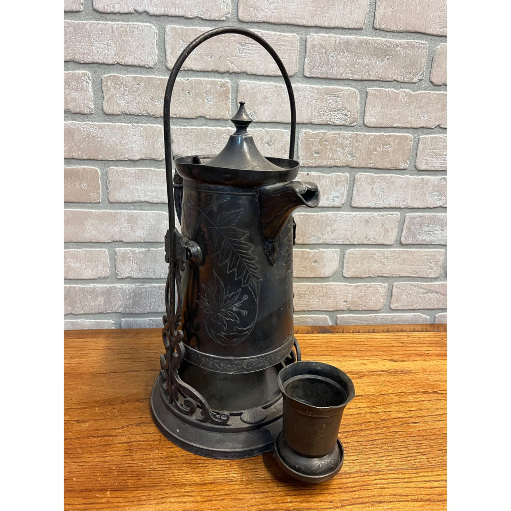 Antique Victorian Tilting Water Pitcher Silver Plated Pelton Bros Leaf Design