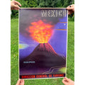 Original 1940s Mexico Parícutin Volcano Poster Vintage Art 19" x 27"