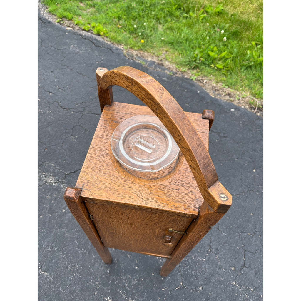 Antique 1920s Quarter Sawn Oak Wood Smokers Cabinet Stand Mission Arts & Crafts