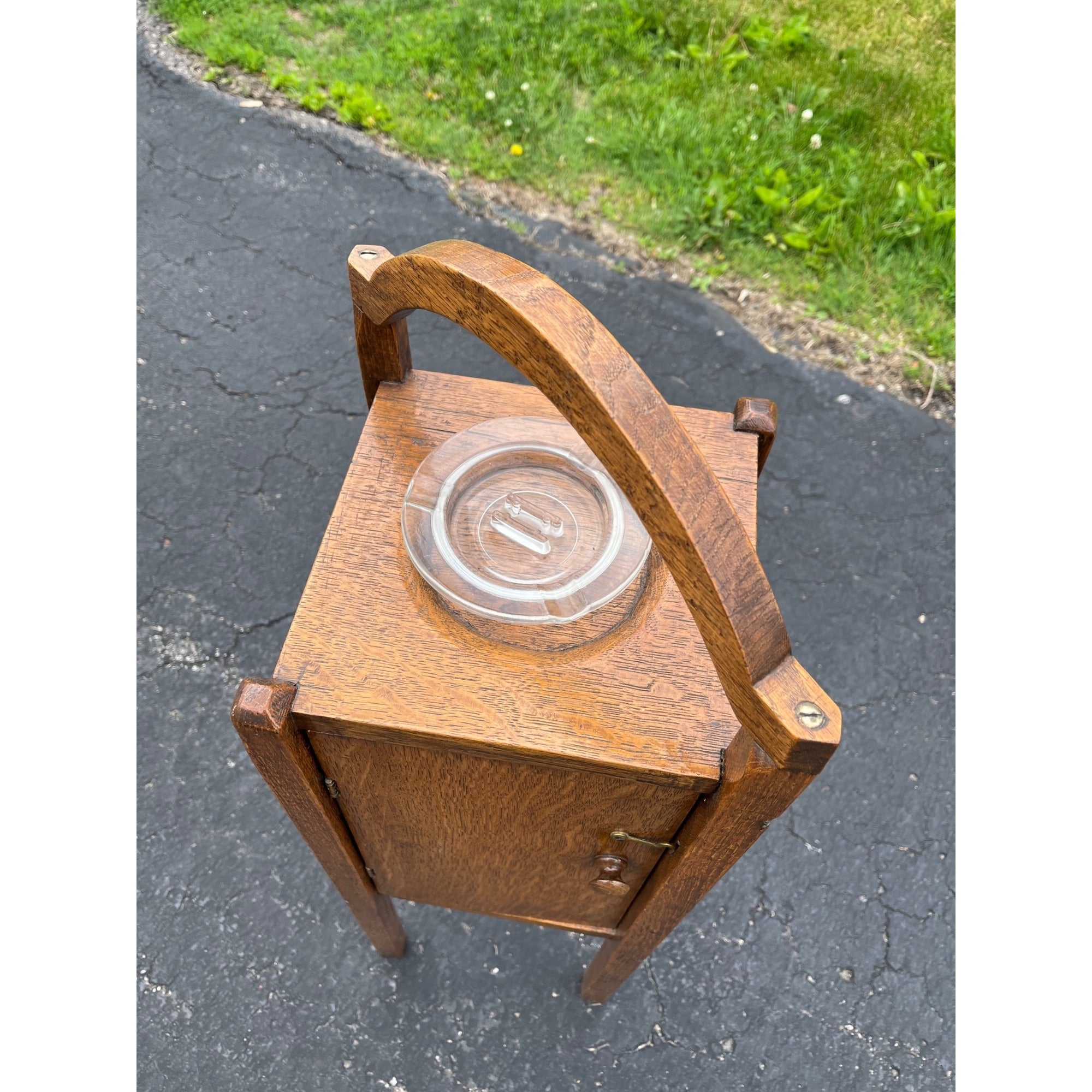 Antique 1920s Quarter Sawn Oak Wood Smokers Cabinet Stand Mission Arts & Crafts