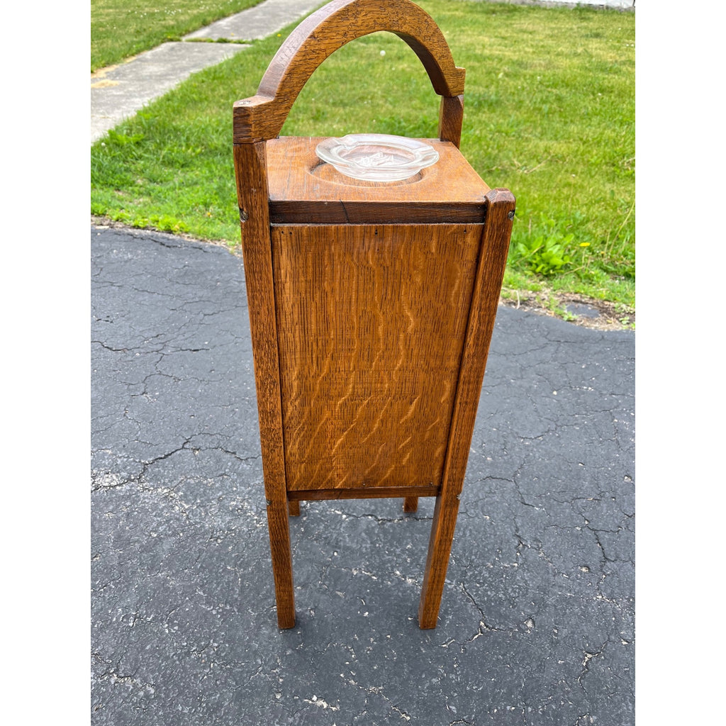 Antique 1920s Quarter Sawn Oak Wood Smokers Cabinet Stand Mission Arts & Crafts