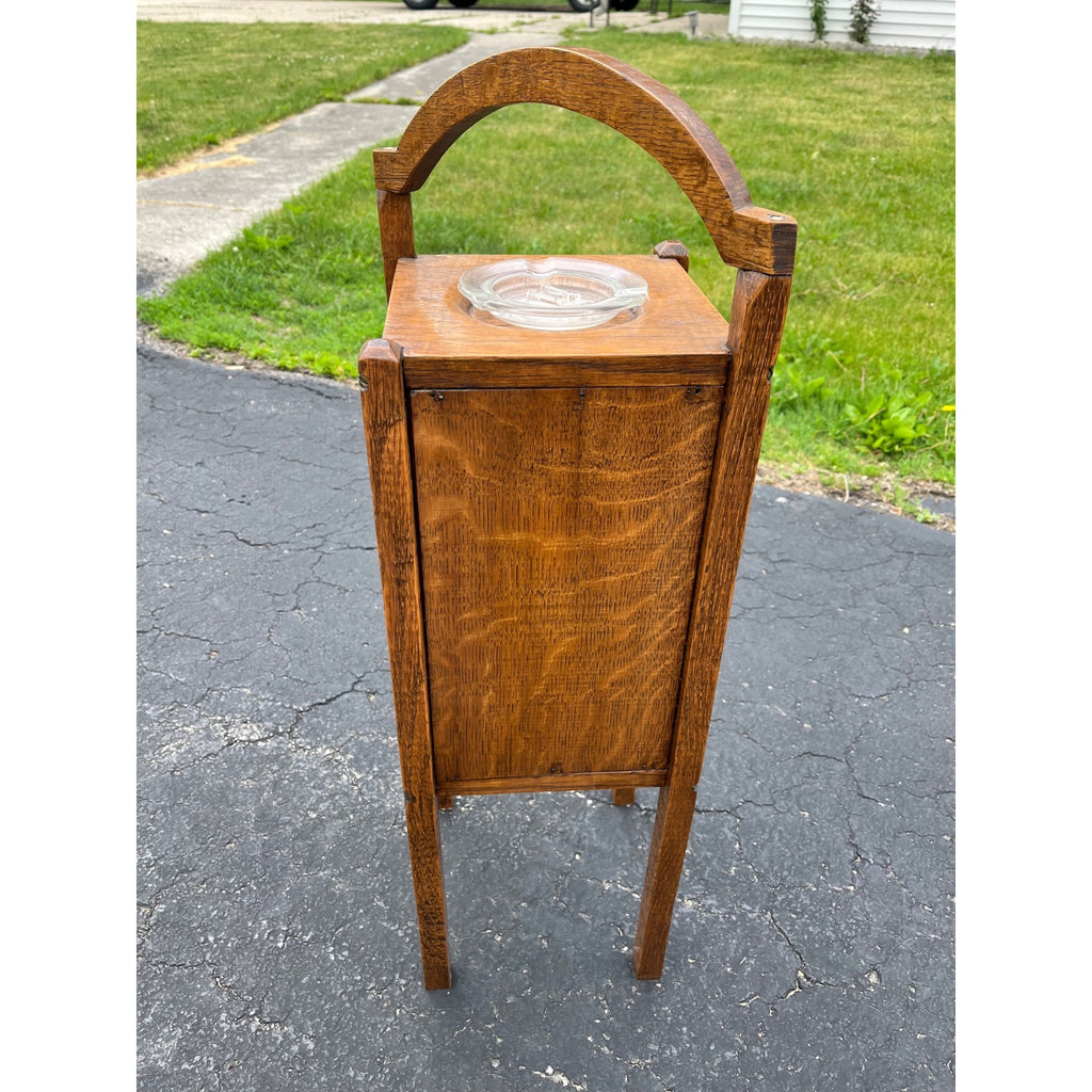 Antique 1920s Quarter Sawn Oak Wood Smokers Cabinet Stand Mission Arts & Crafts