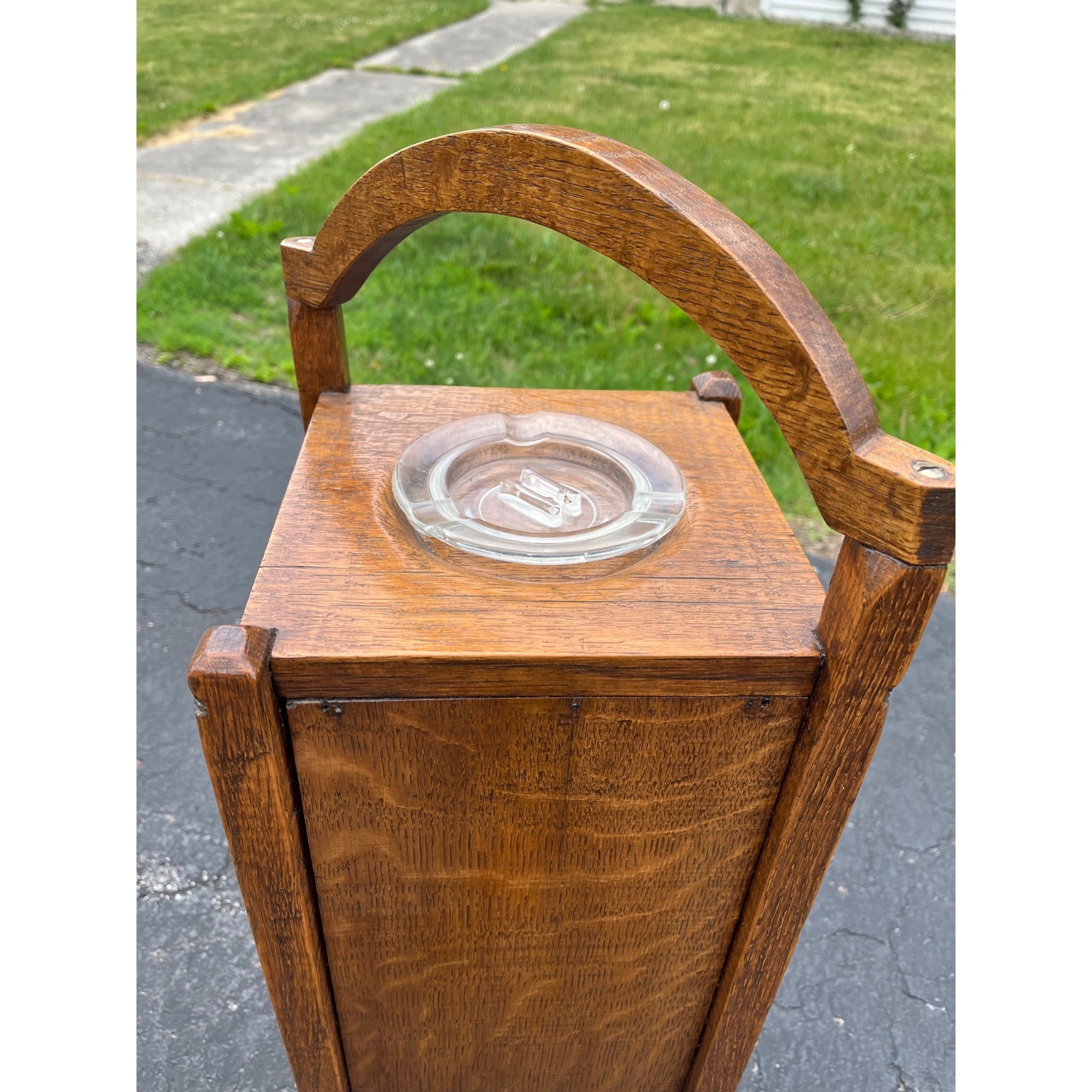 Antique 1920s Quarter Sawn Oak Wood Smokers Cabinet Stand Mission Arts & Crafts