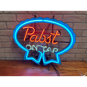 Vintage 1970s Pabst Blue Ribbon On Tap Beer Lighted Bar Neon Advertising Sign