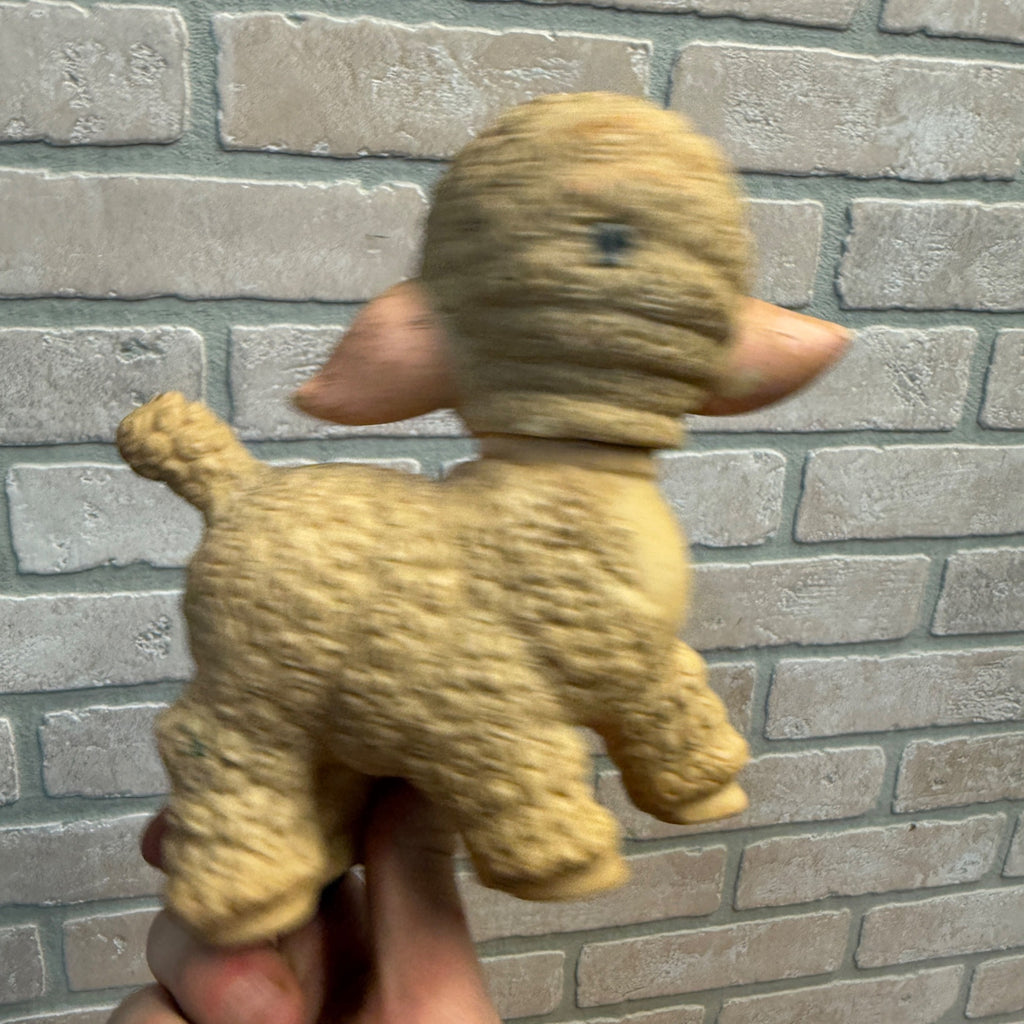 Vintage 50s Rubber Squeak Lamb Toy Sun Rubber Co. Squeaker Works 1955