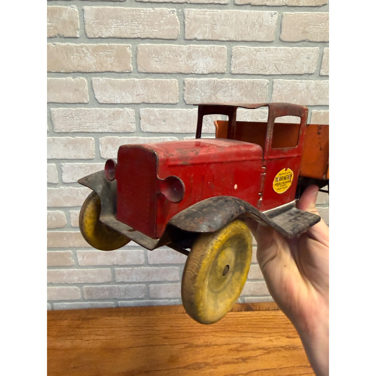 Vintage 1930s Wyandotte Pressed Steel Dump Truck Toy Torrington Needle Bearings