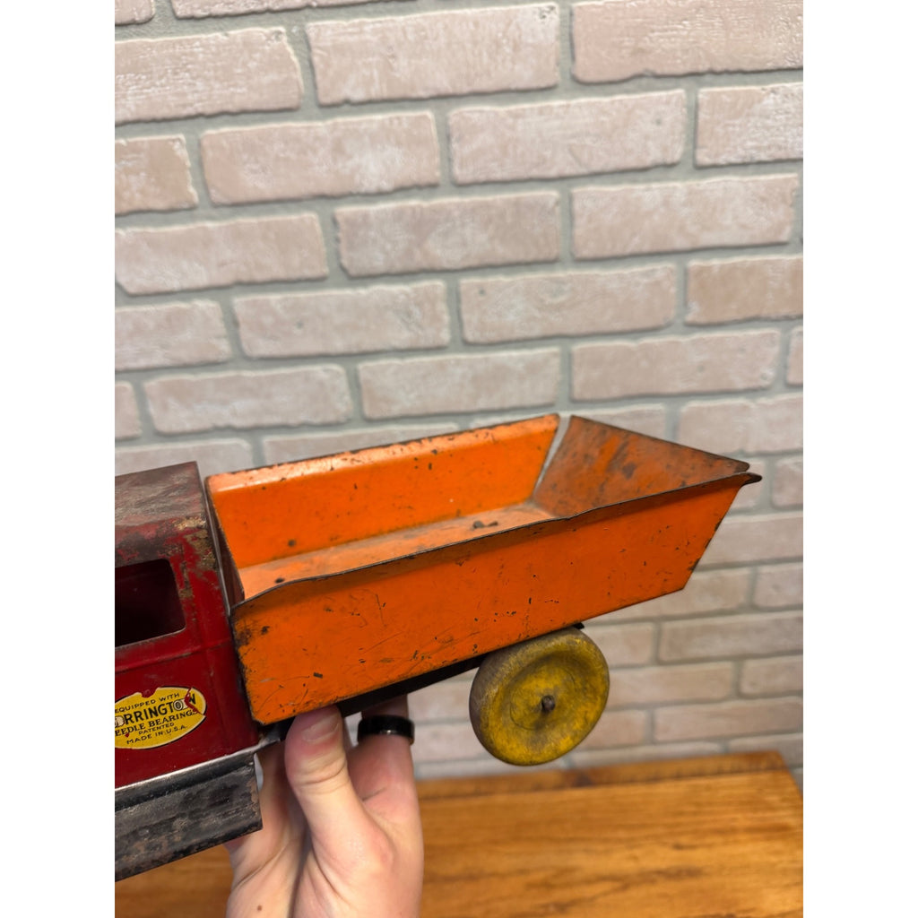 Vintage 1930s Wyandotte Pressed Steel Dump Truck Toy Torrington Needle Bearings