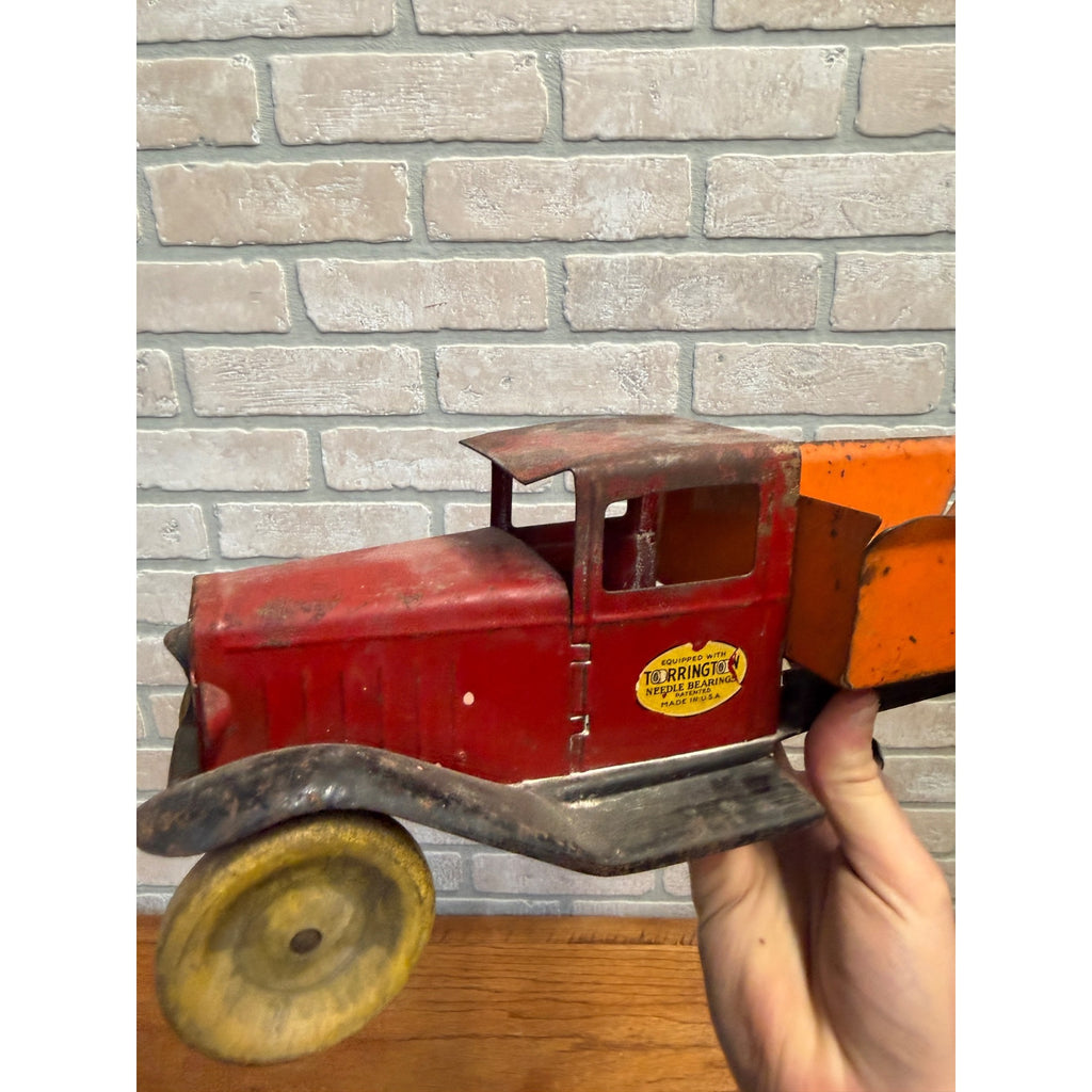 Vintage 1930s Wyandotte Pressed Steel Dump Truck Toy Torrington Needle Bearings