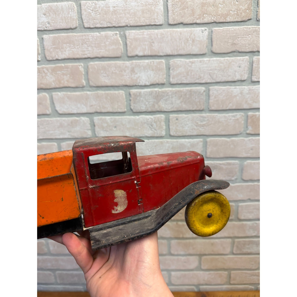 Vintage 1930s Wyandotte Pressed Steel Dump Truck Toy Torrington Needle Bearings