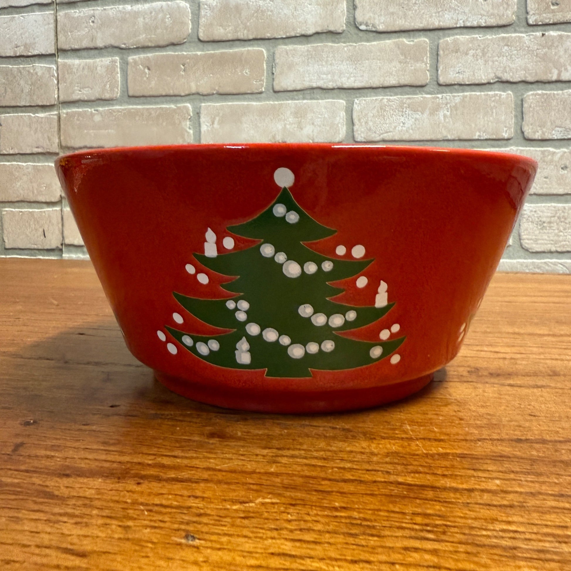 Vintage WAECHTERSBACH Red Christmas Tree Large Serving Bowl Germany 9” x 4”