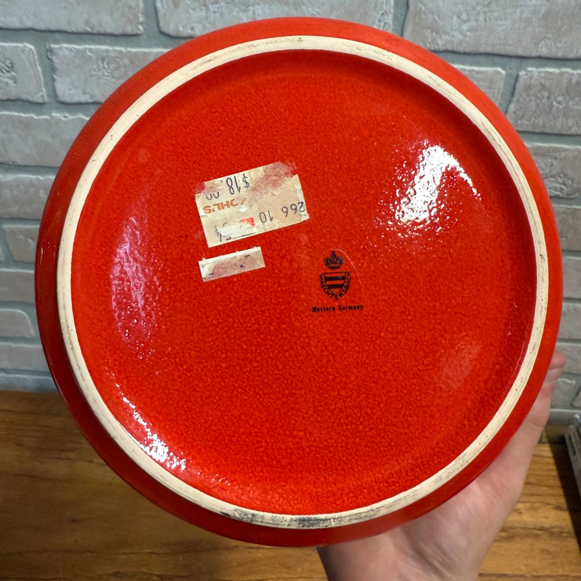 Vintage WAECHTERSBACH Red Christmas Tree Large Serving Bowl Germany 9” x 4”