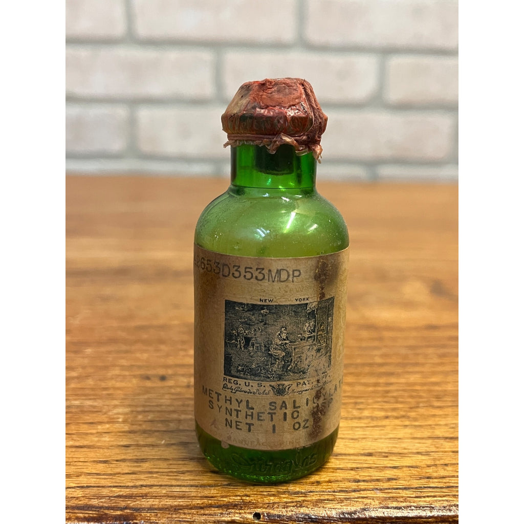 Antique Schieffelin & Co Methyl Salicylate Bottle Wax Seal Drugstore Label