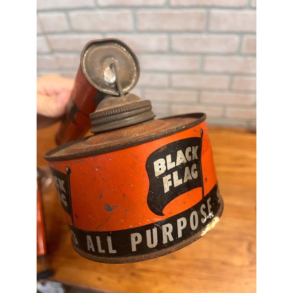 Vintage Black Flag Bug Sprayer Tin Insect Killer Spray Pump Cans (2) Advertising