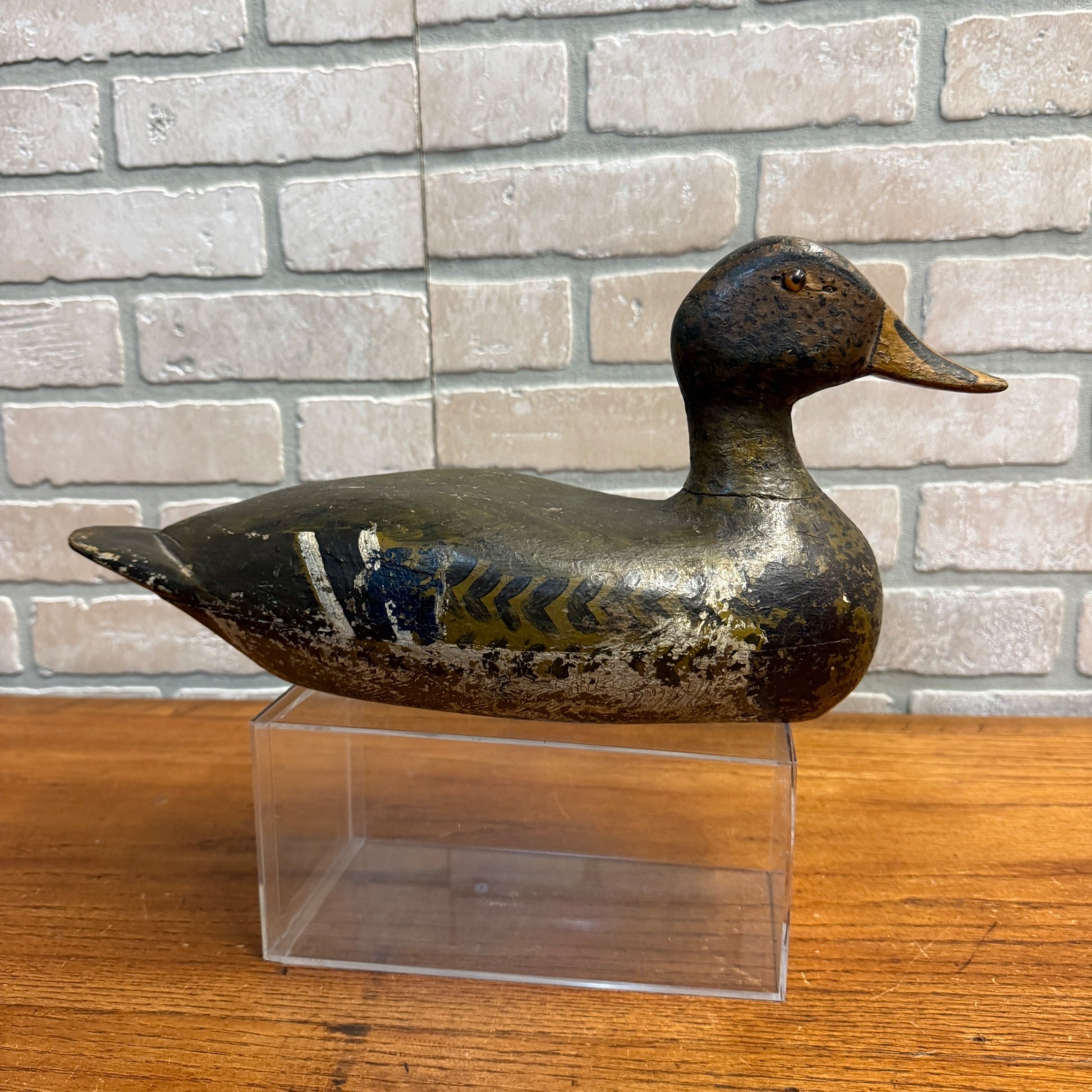 Vintage Wooden Duck Decoy Illinois River Repainted