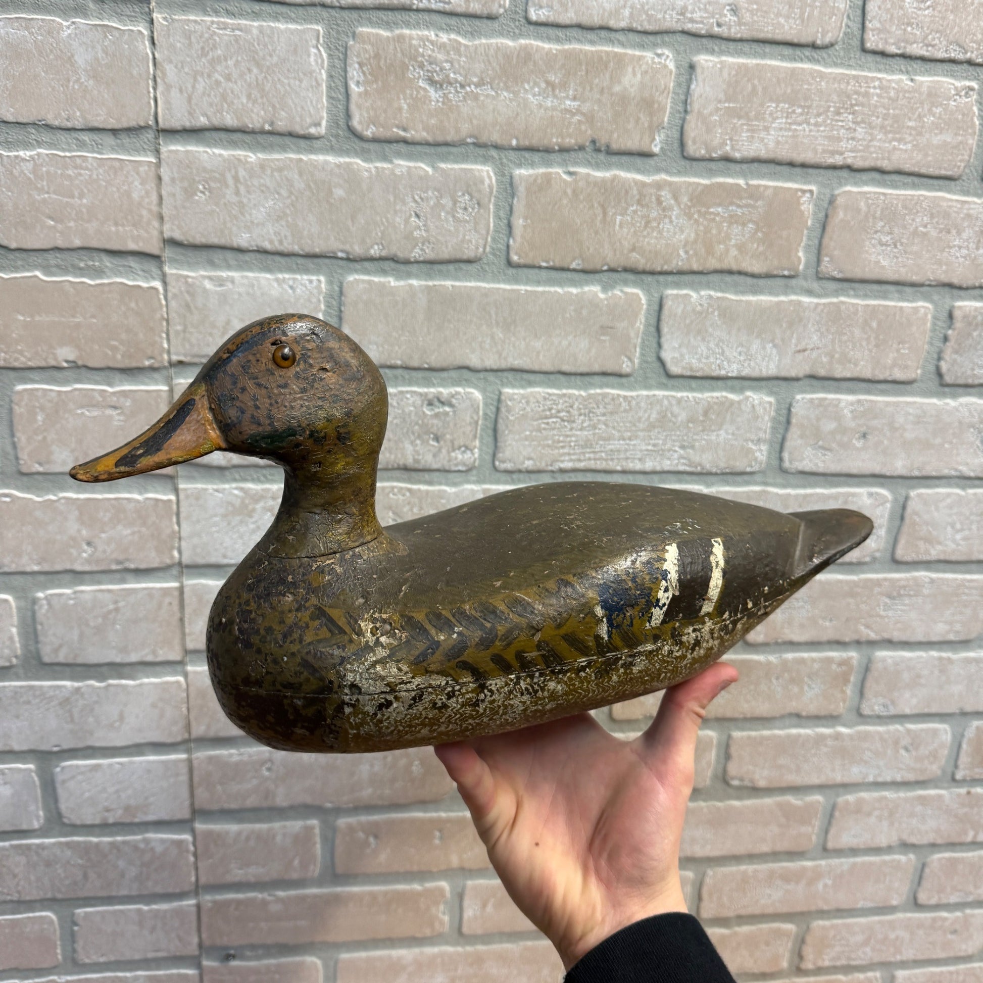 Vintage Wooden Duck Decoy Illinois River Repainted