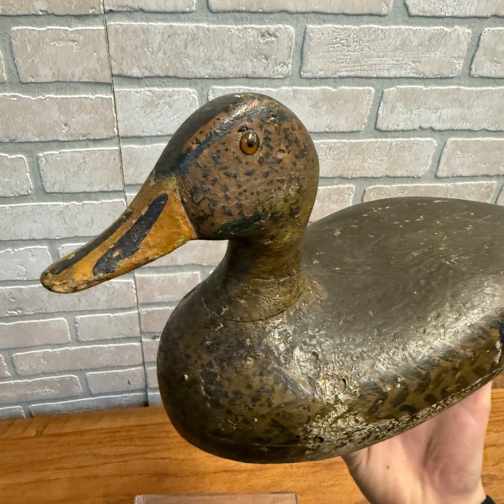 Vintage Wooden Duck Decoy Illinois River Repainted