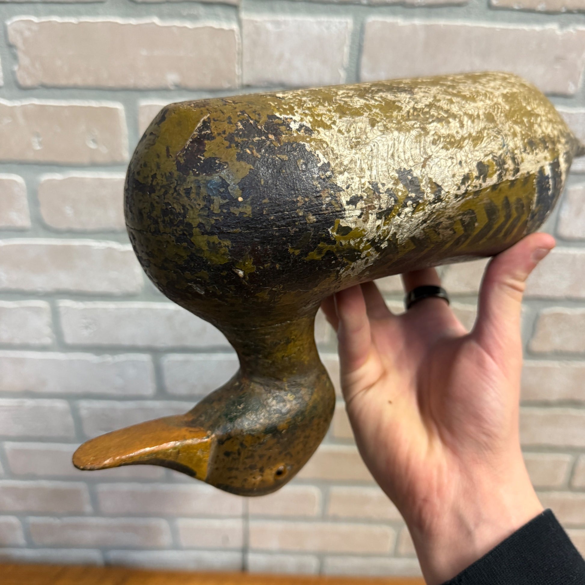 Vintage Wooden Duck Decoy Illinois River Repainted
