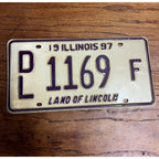 Original 1997 Illinois Dealer Dealership License Plate DL 1169 Purple Beige
