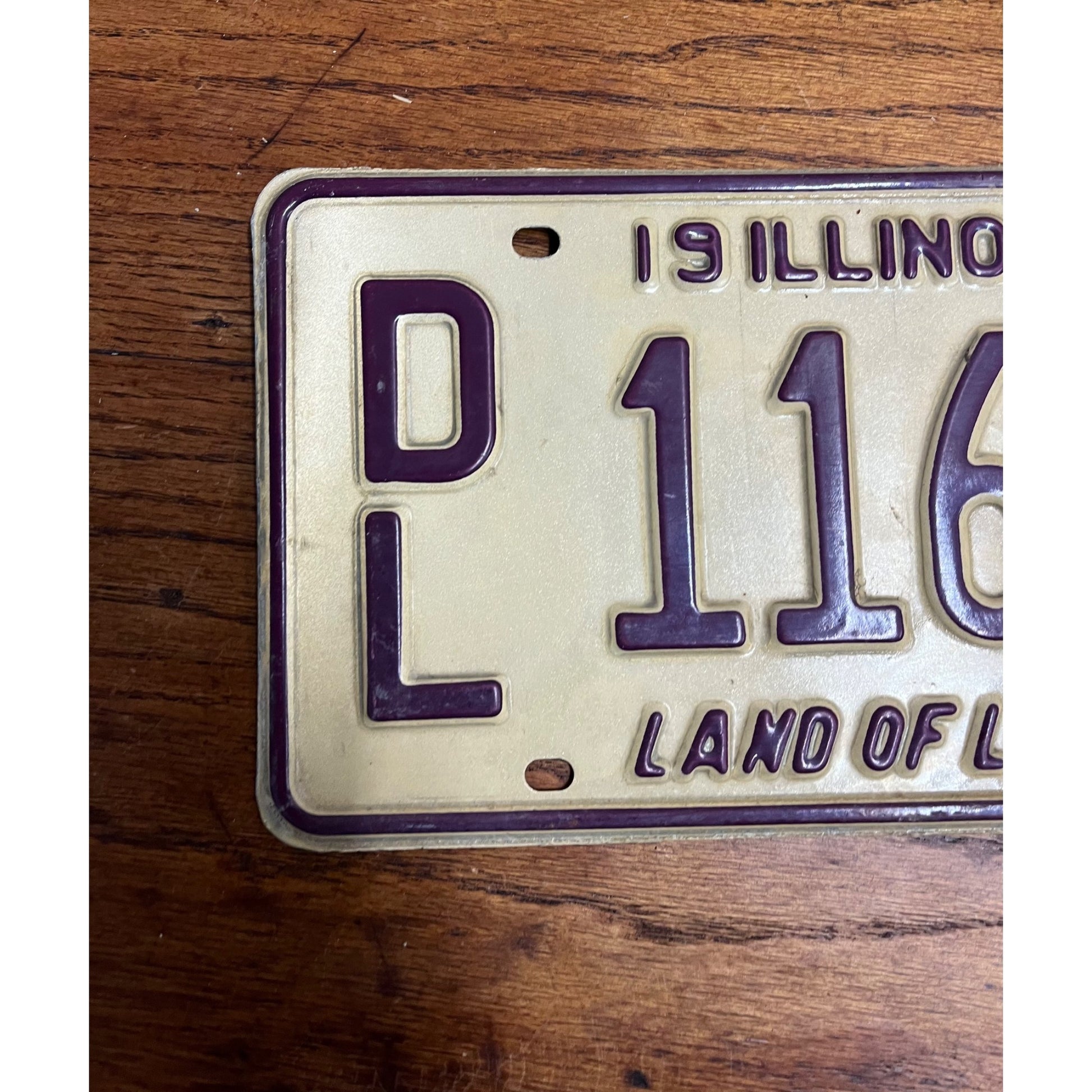 Original 1997 Illinois Dealer Dealership License Plate DL 1169 Purple Beige