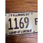 Original 1997 Illinois Dealer Dealership License Plate DL 1169 Purple Beige