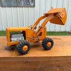 Vintage Marx Lumar Hi-Lift Front End Loader Pressed Steel Toy Orange
