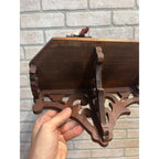 Vintage Black Forest Style Elephant Wall Shelf Carved Wood Folk Art w/ Rider