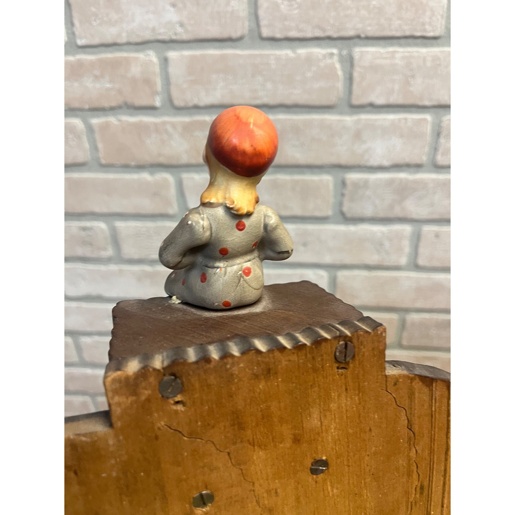 Vintage Black Forest Style Elephant Wall Shelf Carved Wood Folk Art w/ Rider