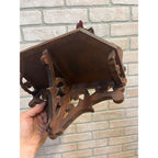 Vintage Black Forest Style Elephant Wall Shelf Carved Wood Folk Art w/ Rider
