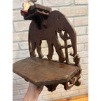 Vintage Black Forest Style Elephant Wall Shelf Carved Wood Folk Art w/ Rider