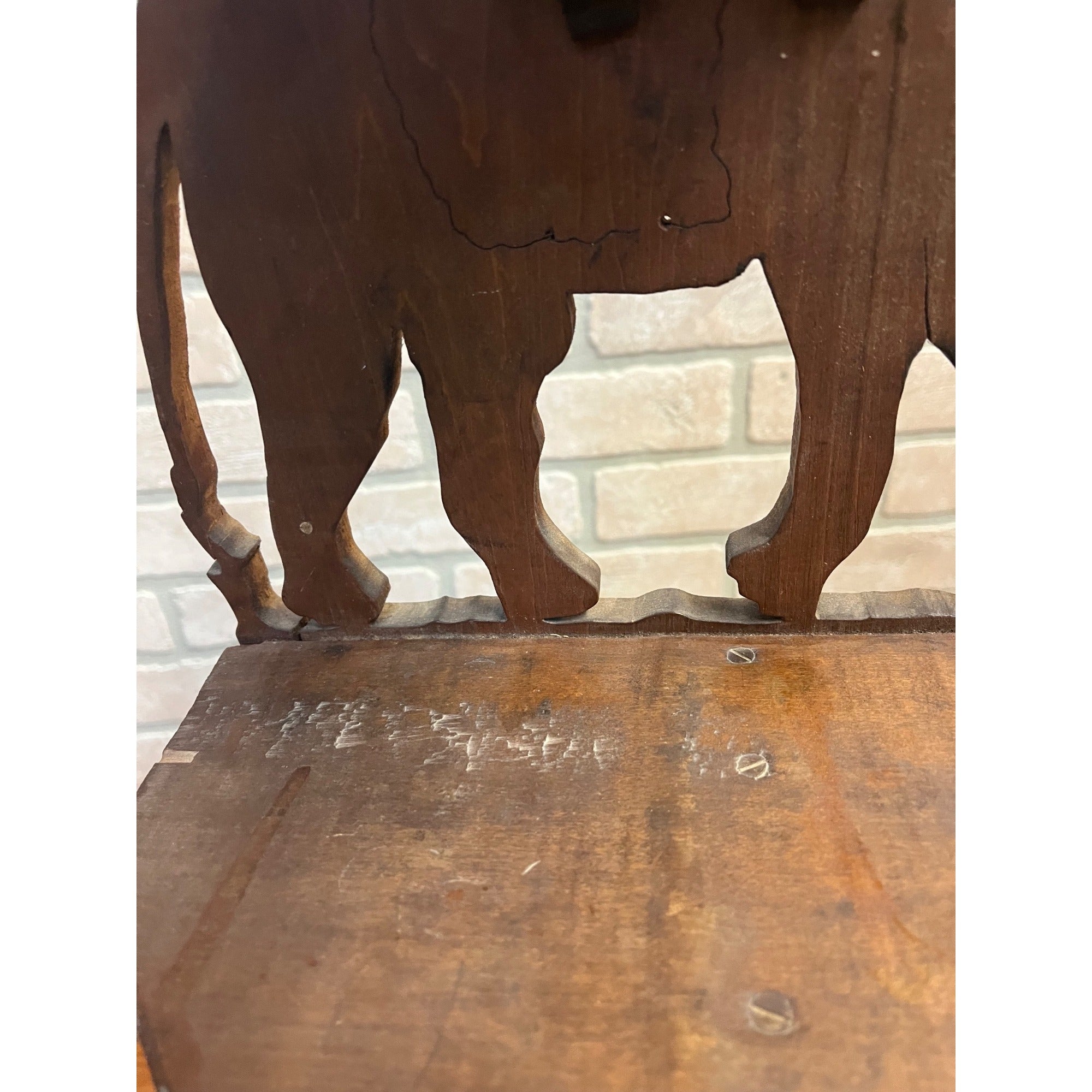 Vintage Black Forest Style Elephant Wall Shelf Carved Wood Folk Art w/ Rider
