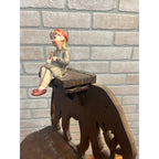 Vintage Black Forest Style Elephant Wall Shelf Carved Wood Folk Art w/ Rider
