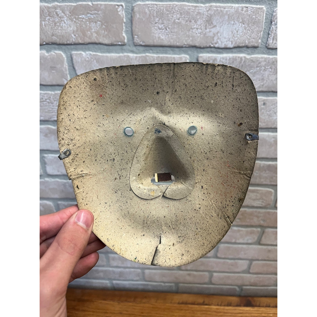 Vintage 1940s Halloween Human Face w/ Red Cheeks Japan Cardboard Party Mask