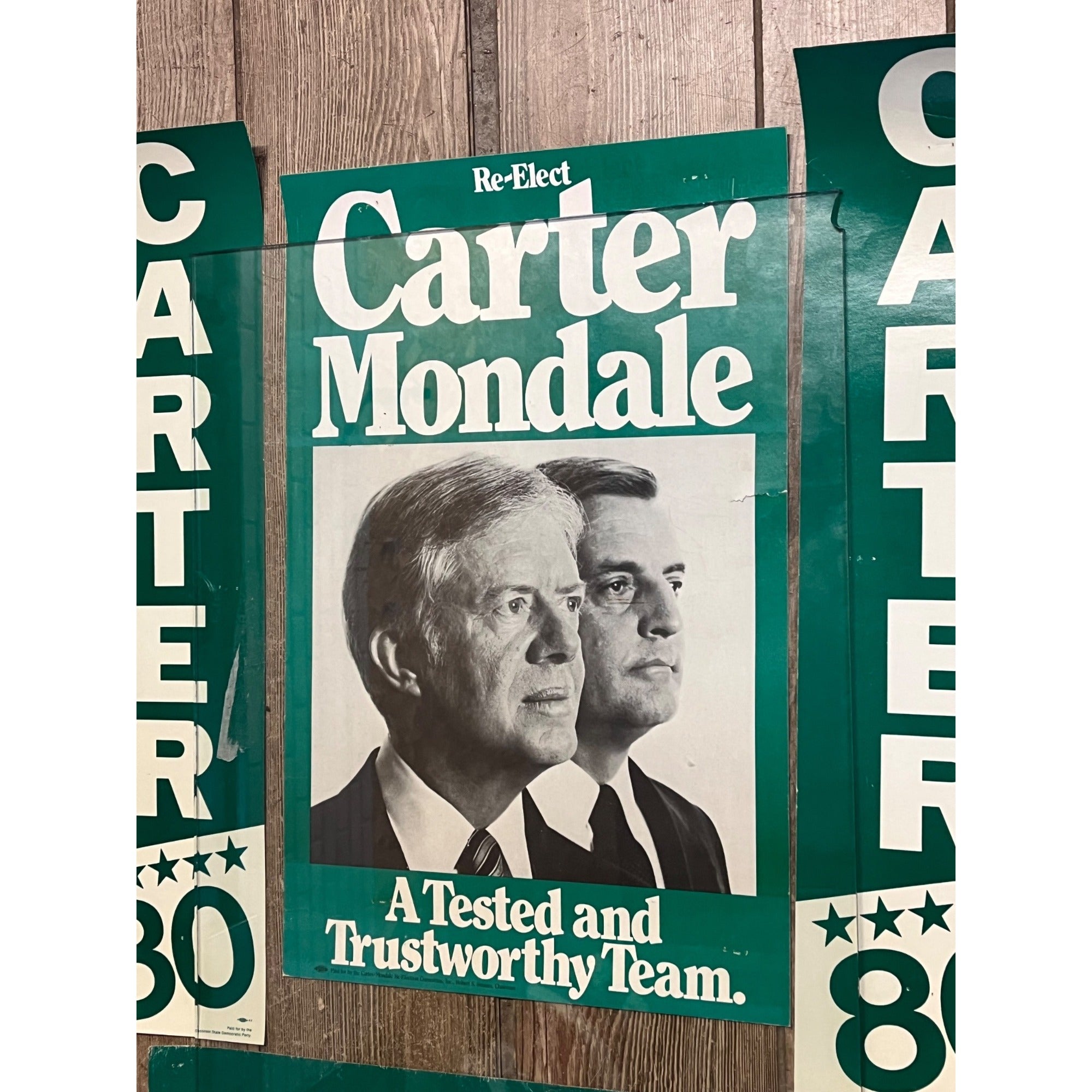 Vintage 1980 Jimmy Carter Mondale Jugate Campaign Cardstock Rally Posters Lot