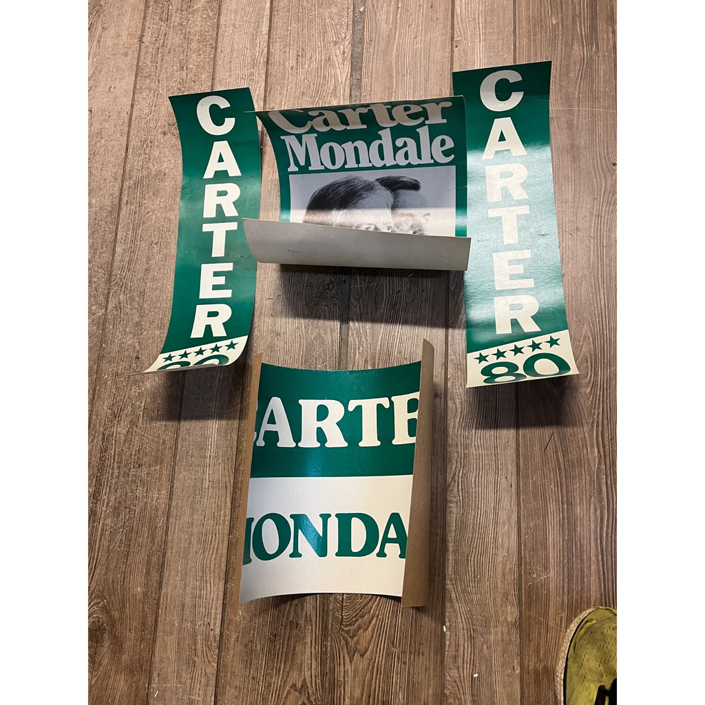 Vintage 1980 Jimmy Carter Mondale Jugate Campaign Cardstock Rally Posters Lot