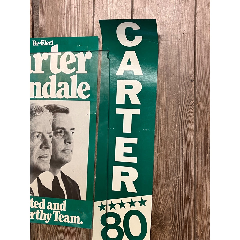 Vintage 1980 Jimmy Carter Mondale Jugate Campaign Cardstock Rally Posters Lot
