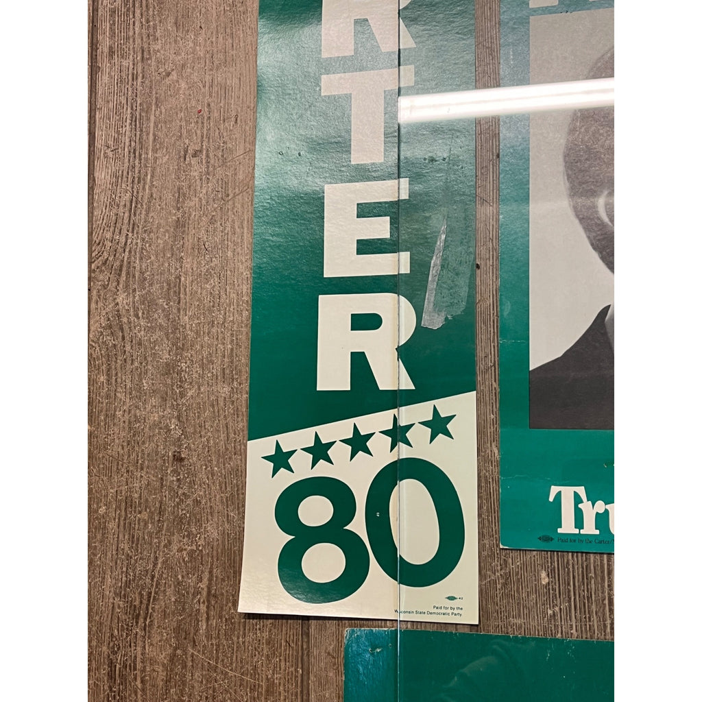 Vintage 1980 Jimmy Carter Mondale Jugate Campaign Cardstock Rally Posters Lot