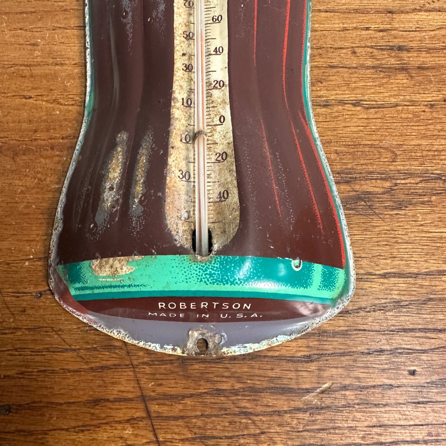 Vintage Coca Cola Bottle Advertising Tin Metal Thermometer Sign Robertson 16.5"