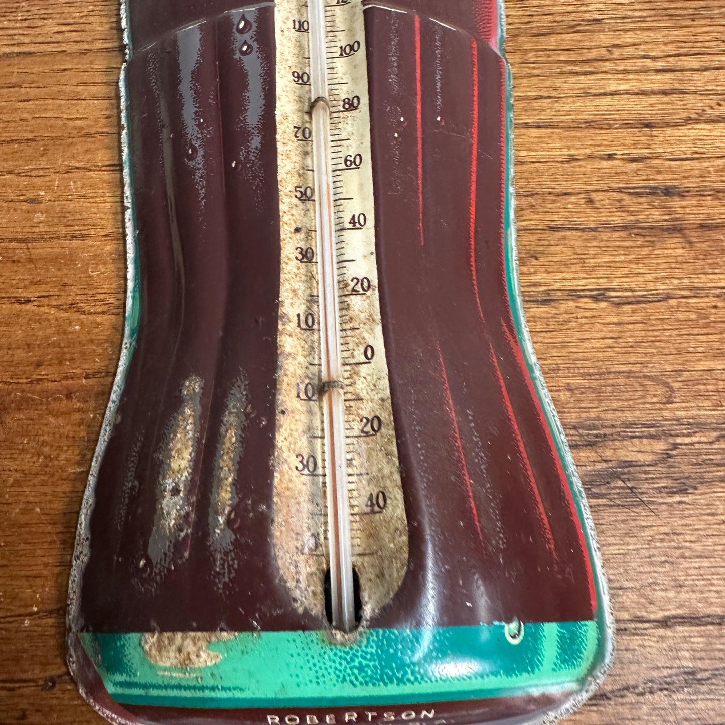 Vintage Coca Cola Bottle Advertising Tin Metal Thermometer Sign Robertson 16.5"