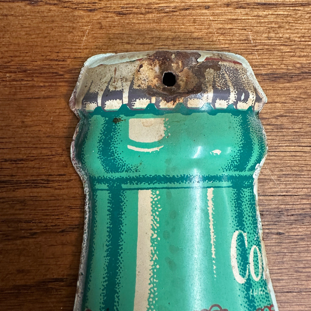 Vintage Coca Cola Bottle Advertising Tin Metal Thermometer Sign Robertson 16.5"