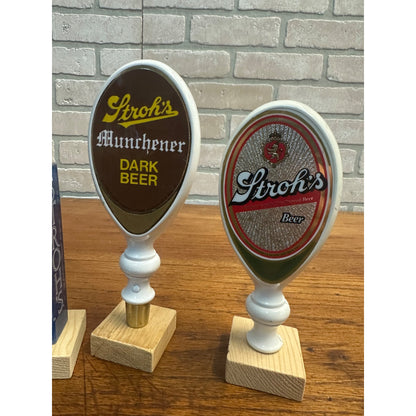 Vintage Stroh's Beer Lot (4) Tap Handles Plastic Light Munchener 4-Sided ++