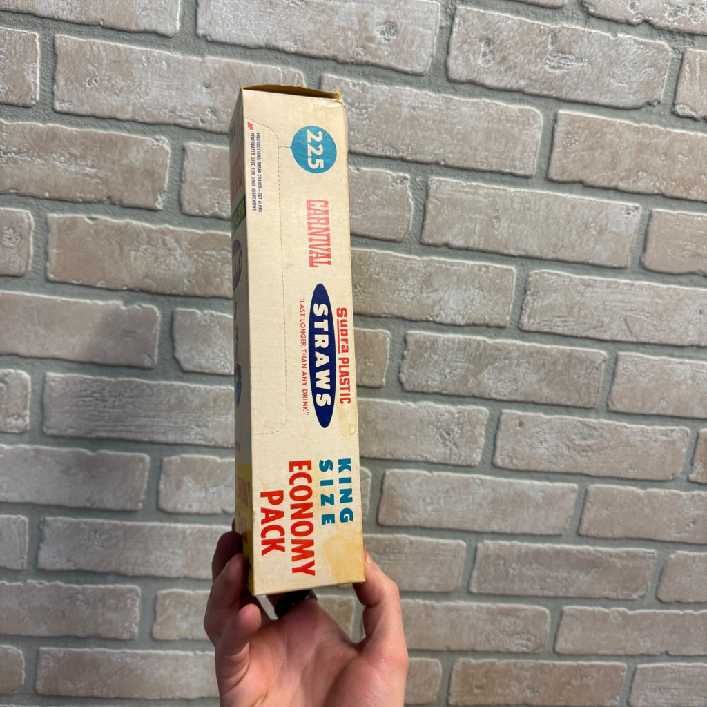 Vintage 1968 Carnival Drinking Straws Advertising Box w/ Straws National Soda
