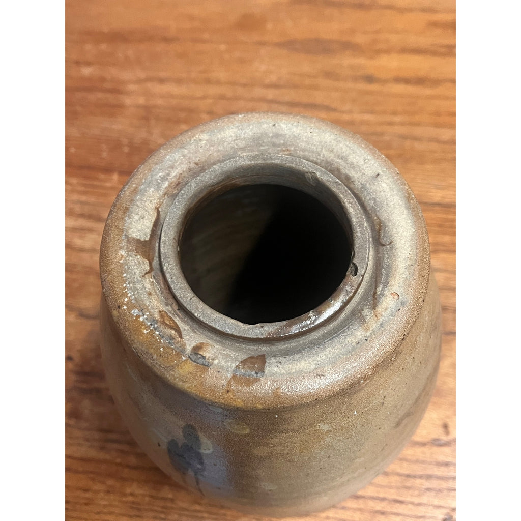 Antique 19th c. Stoneware Wax Seal Pantry Preserve Jar Primitive Kitchen Decor Salt Glazed