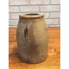 Antique 19th c. Stoneware Wax Seal Pantry Preserve Jar Primitive Kitchen Decor Salt Glazed